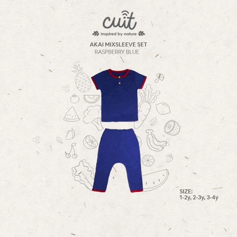 Product image CUIT Baby 3 Bulan - 4 Tahun Asahi Setelan Tangan Pendek Celana Panjang Anak Unisex Furutsu Series M (6-12 bulan) Blue